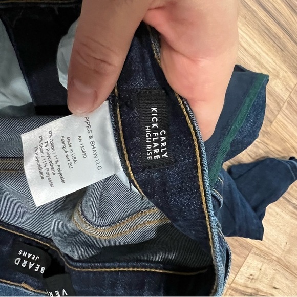 Veronica Beard Carly Kick Flare High Rise Jeans Medium Vintage Stripe - Picture 11 of 13